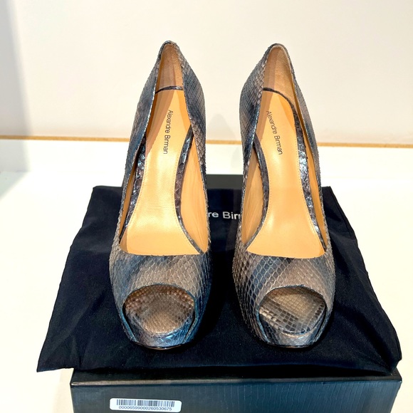 Alexandre Birman Python Peep Toe Platform Pumps - Naïf Nero Python - Picture 1 of 6